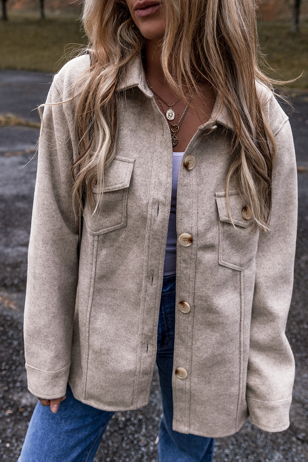 Light Grey Buttoned Shacket