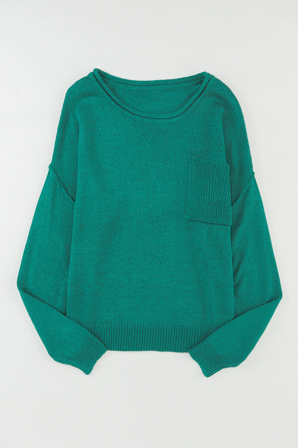 Green Off Shoulder Rib Knit Sweater