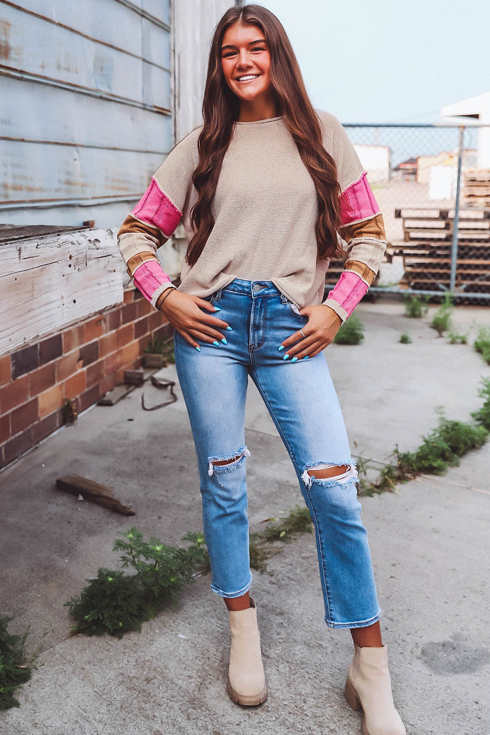 Simply Taupe Round Neck Sweater