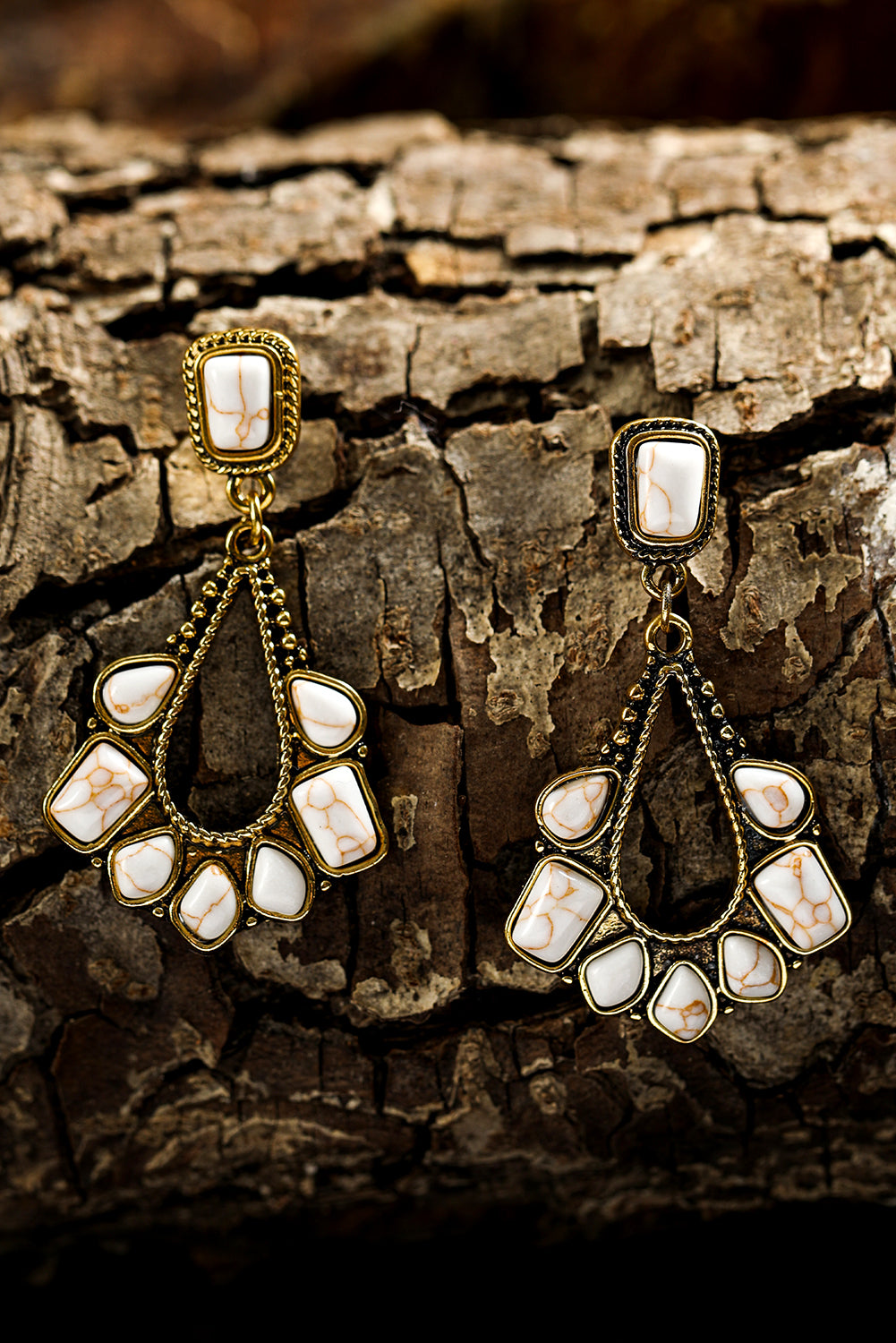 White Turquoise Inlay Earrings