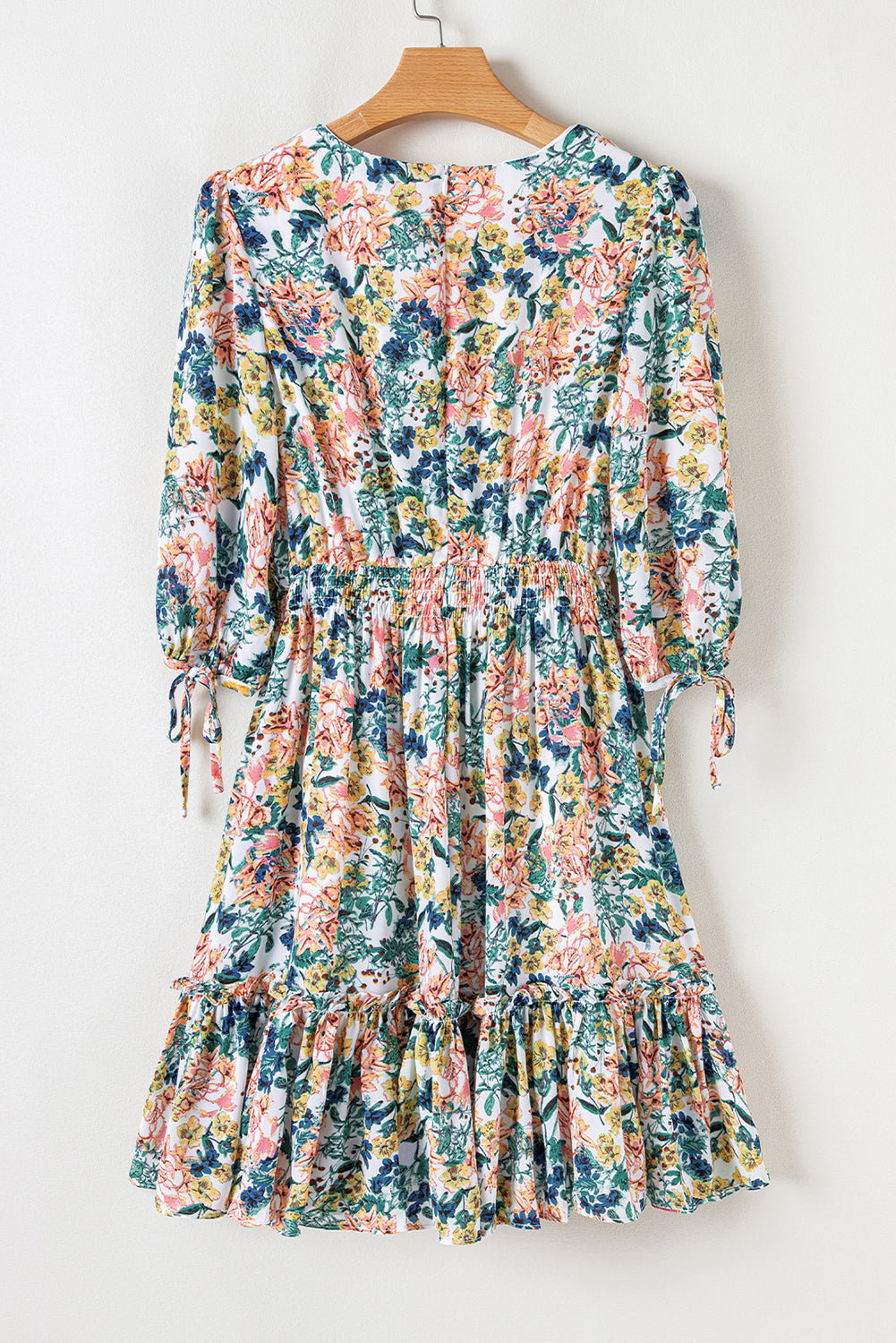 Sky Blue Floral Ruffled Dress