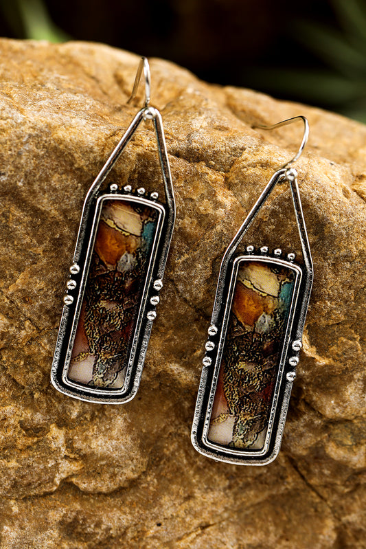 Silver Stone Inlay Earrings