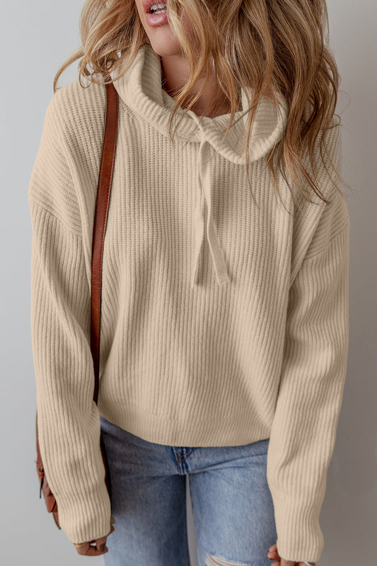 Beige Drawstring Pullover