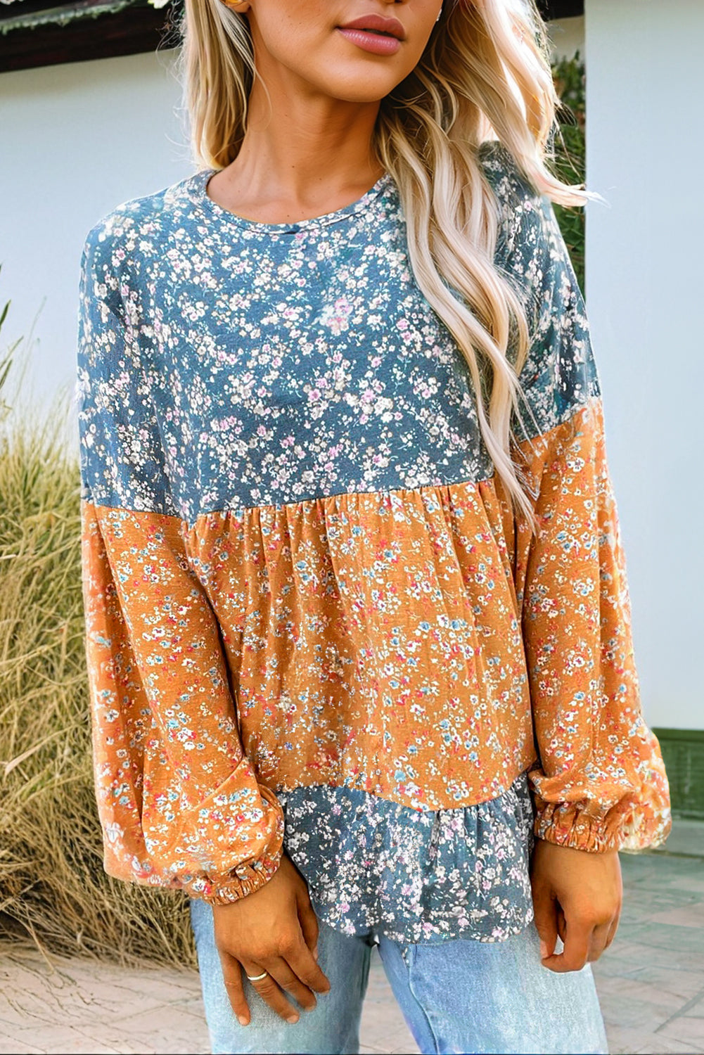 Floral Round Neck Blouse