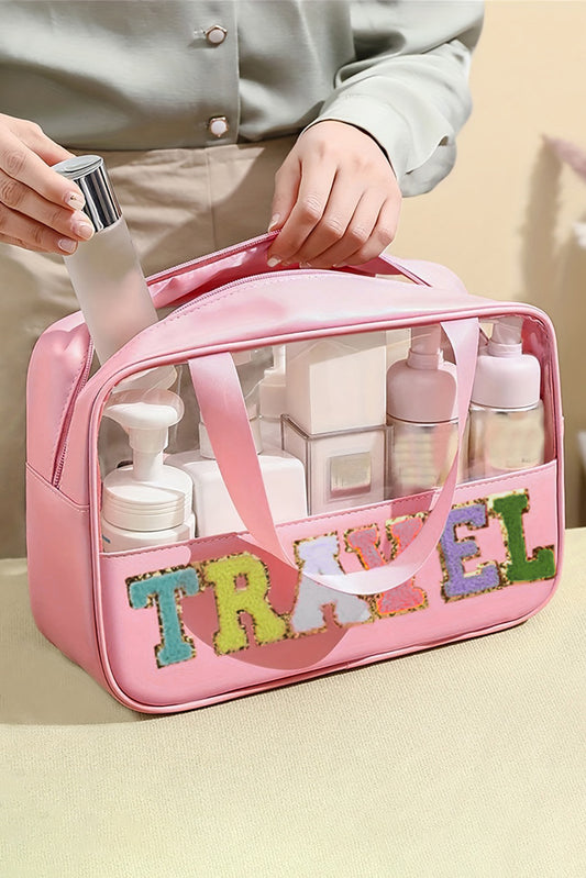 Light Pink TRAVEL Clear Makeup Bag