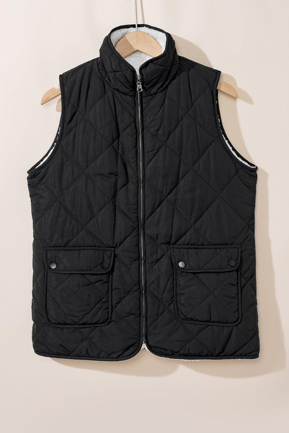 Black Zip Up Fleece Lined Vest