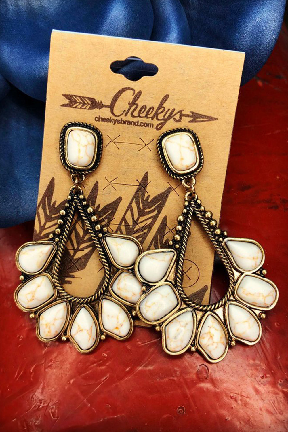 White Turquoise Inlay Earrings