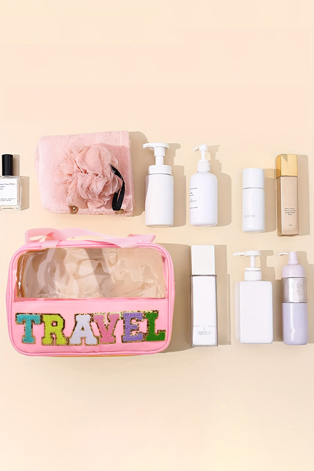 Light Pink TRAVEL Clear Makeup Bag