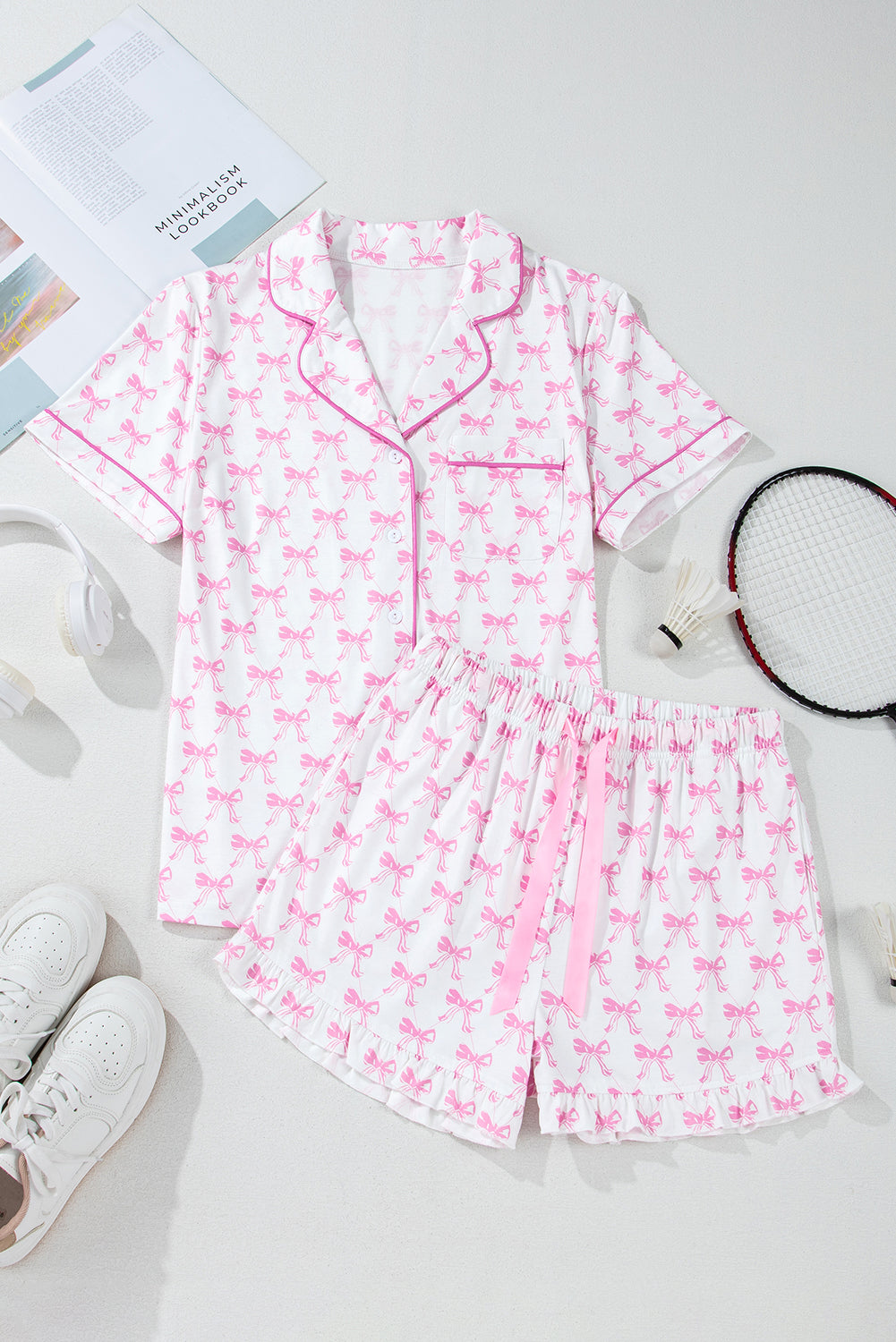 Pink Bowknot Pajama Set