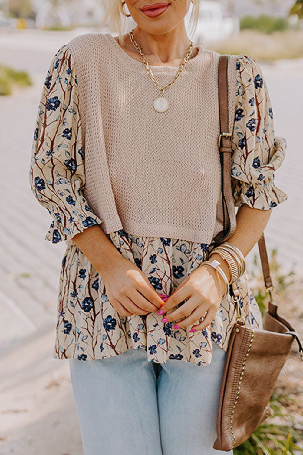 Knit Floral Plus Size Top