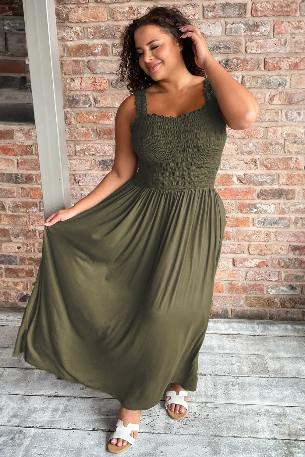 Jungle Green Plus Size Maxi Dress