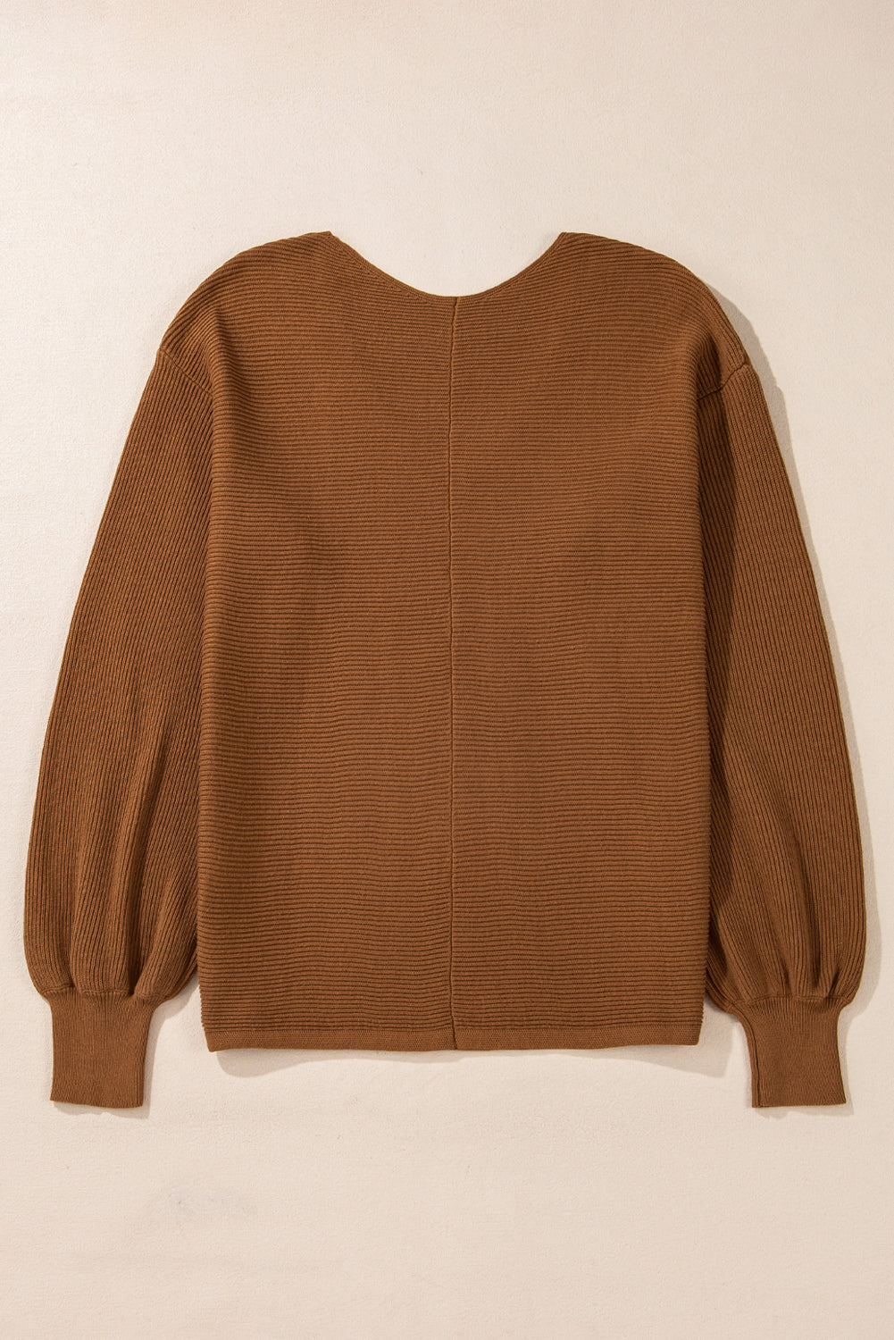 Camel Ribbed Knit Loose Fit Sweater