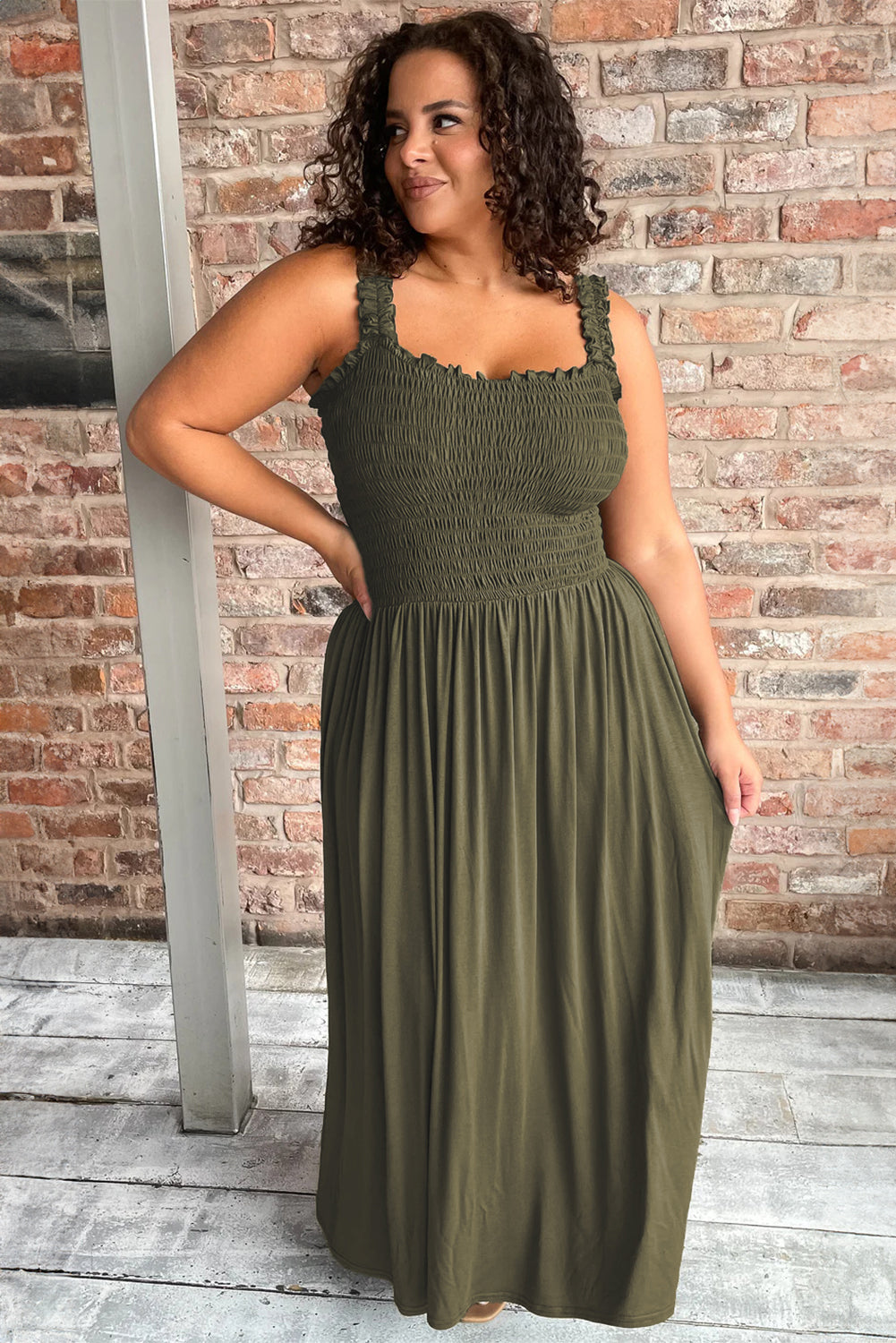 Jungle Green Plus Size Maxi Dress