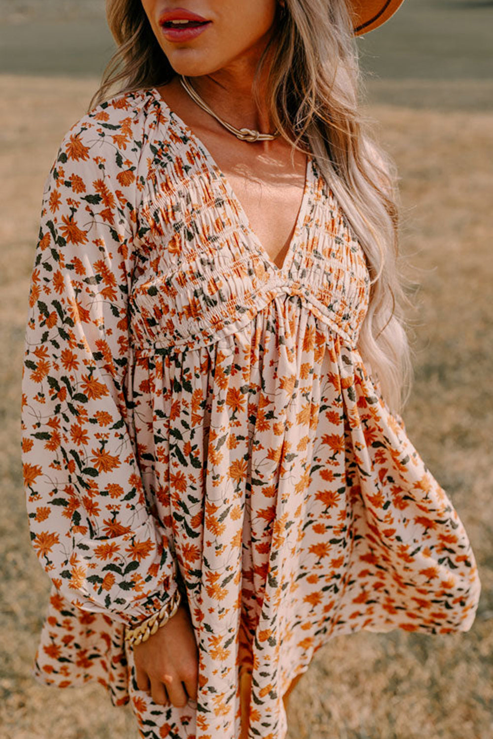 Beige Floral Dress